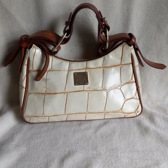 Vintage Dooney And Bourke Handbag Small White and Brown - Picture 10 of 16